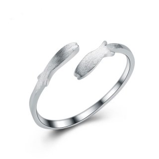 925 Sterling Silver Ring Fashion Fish Shaped Ring for Women E374