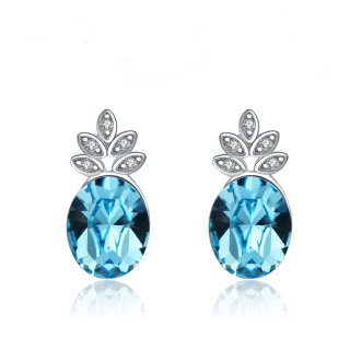 Geometric Fashion Earrings 925 Sterling Silver Diamond Studs B458