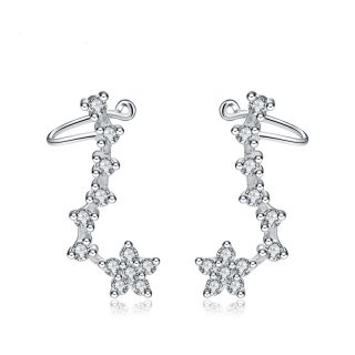 Fashion Star Diamond Earrings 925 Sterling Silver Studs B432