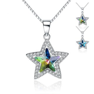 Five-Pointed Star Diamond 925 Sterling Silver Pendant For Women
