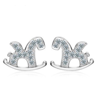 Horse Shaped Studs 925 Sterling Silver Fashion Earrings WE053