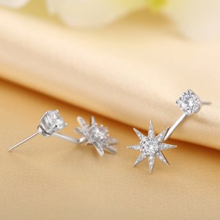 Star Shaped Diamond Fashion Earrings 925 Sterling Silver B535