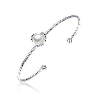 Flower Shaped Pearl Fashion Charm Bracelets 925 Sterling Silver for Women H106