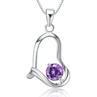 Purple Diamond Necklace 925 Sterling Silver Pendant For Women A092