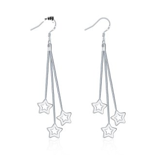 925 Sterling Silver Star Dangle Earrings For Women LKNSPCE161