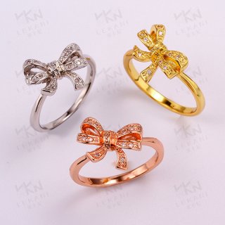 Fashion Yellow Gold/Rose Gold/Silver Butterfly Ring for Women KZCR040