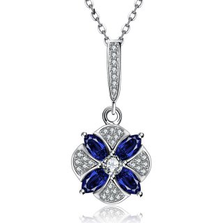 Classic Fashion Blue Zircon Pendant Necklace For Women KZCN126