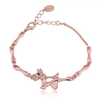 Cute Rose Gold Dog Bangles Bracelet for Women LKN18KRGPB072