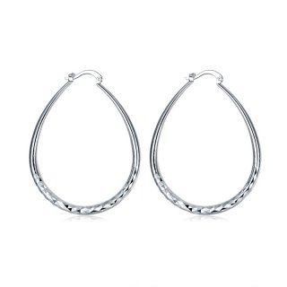 New Design Silver Ellipse Shaped Earrings For Women LKNSPCE293