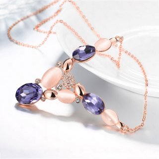 Purple Rose/Yellow Gold Necklaces Pendant For Women LKN18KRGPN925