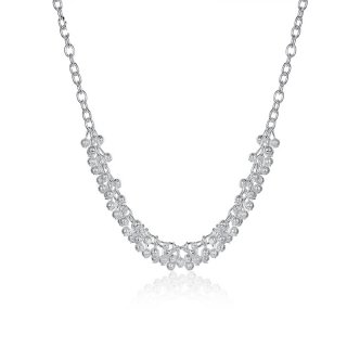 Solid 925 Sterling Silver Flowers Necklace For Women LKNSPCN210