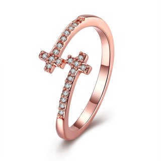 Fashion Adjustable Diamond Cross Ring for Women LKN18KRGPR849