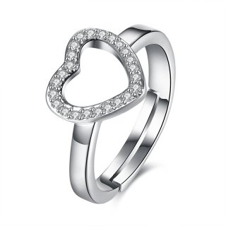 Fashion Heart Diamond Silver Ring for Women LKN18KRGPR944