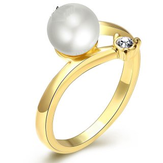 Fashion Zircon Ring Diamond Pearl Ring for Women AKR068