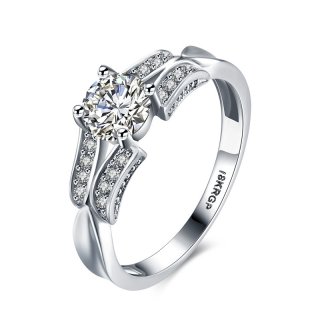 Luxury Female 925 Sterling Silver Diamond Ring LKN18KRGPR814-C
