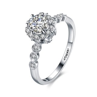 Elegant Diamond Female 925 Sterling Silver Ring LKN18KRGPR839-C