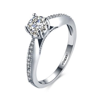 Simple Diamond Ring 925 Sterling Silver for Women LKN18KRGPR837-C