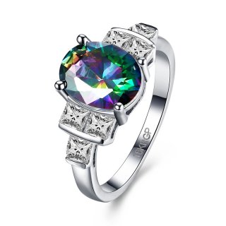 Popular Colorful Zircon Diamond Ring for Women LKN18KRGPR873