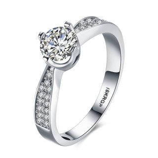 Simple Design Diamond Silver Ring for Women LKN18KRGPR825-C