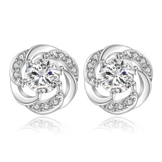 Diamond Round Stud Earrings For Women LKNSPC E438