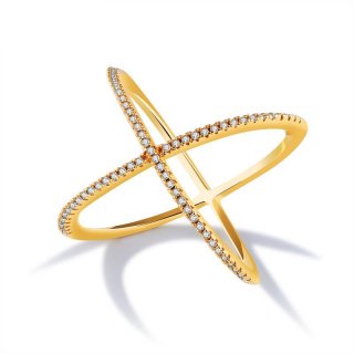 Luxury Elegent Vintage Cross X Shape Diamond Rings For Women KJ052