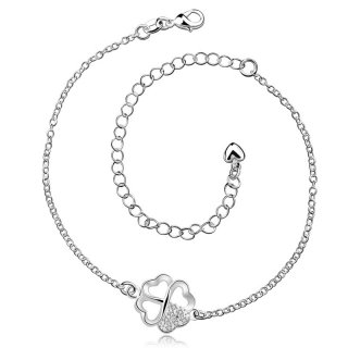 Fashion Clover 925 Jewelry Silver Plated Girls Foot Anklet