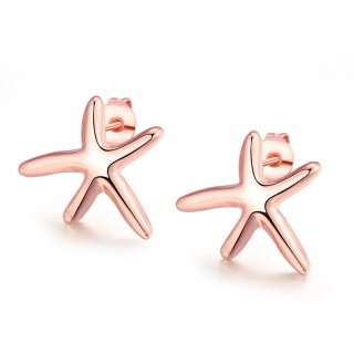 Rose Gold Plated Little Star Earrings for Girls