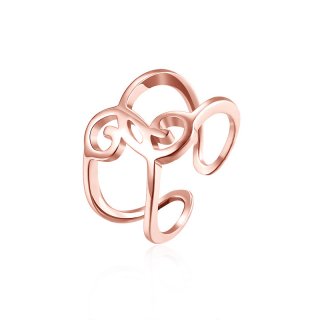 High-Class Punk Style Rose Gold Plated Adjustable Ring for Women