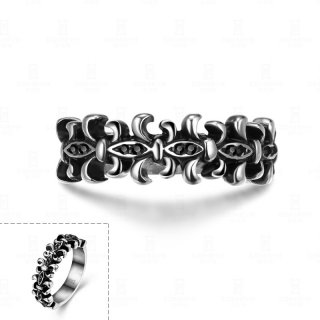 Stainless Steel Hollow Carving Flower Ring for Men
