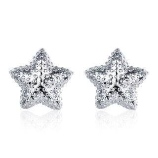 Silver Plated Cute Star Shaped Stud Earring for Girls