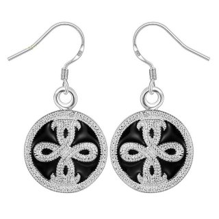 Silver Plated Round Crossed Dangle Earrings for Girls