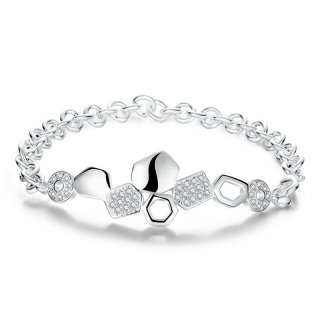 Simple Geometric Design Silver Plated Bracelets for Girls