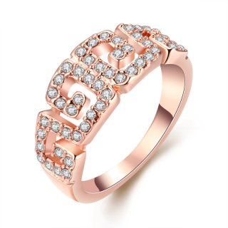 Rose Gold Plated Phalanx Shaped with Classic Crystal Ring for Girls