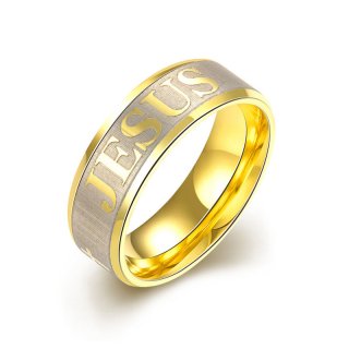 High Quality Gold Plated Jesus Finger Ring for Men