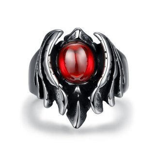 Fashion Stainless Steel Red Crystal Rings For Men