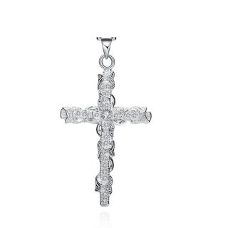 925 Jewelry Silver Odd-shaped Insets Girls Cross Necklace Pendants