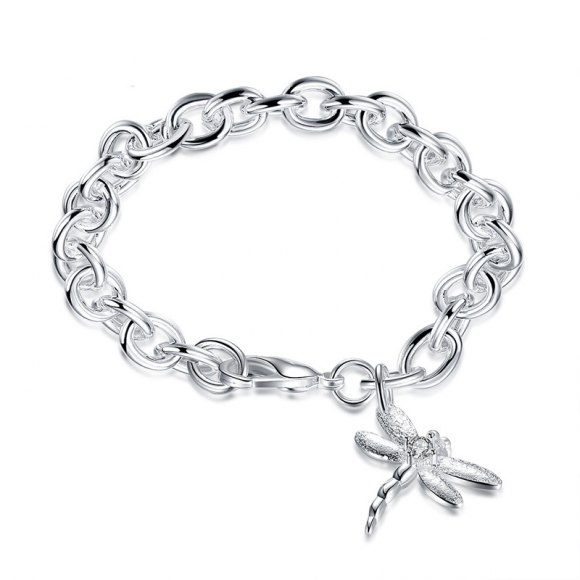 925 Sterling Silver Dragonfly Shape Girls Charm Bracelets
