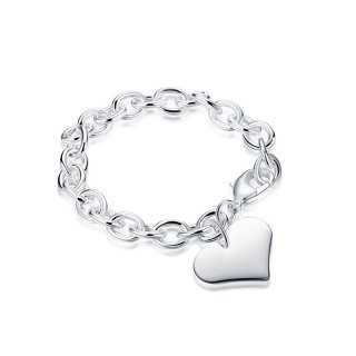 Girls 925 Sterling Silver Fashion Jewelry Heart Charm Bracelets