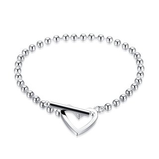 Silver Plated Heart Girls Chain Charm Bracelet