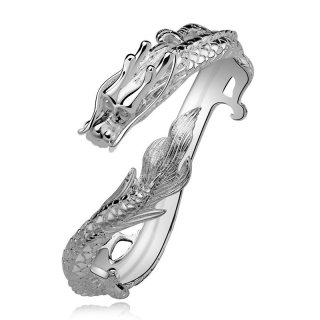 Trendy Dragon Silver Plated Cuff Bracelets for Girls
