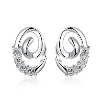 Fashion Wave Shape Jewelry Inlay Zircon Cute Earring For Girls