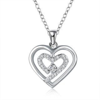 Girls' 925 Jewelry Silver Plated Heart Necklace Pendant