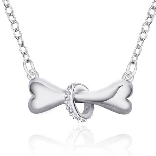 Fashion Bone Shaped Charming Silver Plated Girls Chain Necklace Pendant