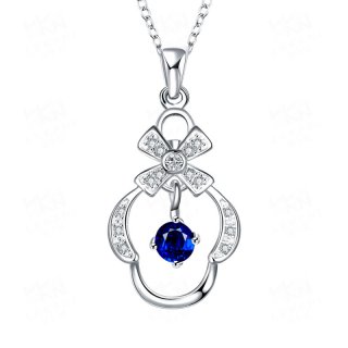 Silver Plated Chain Colorful Zircons Girls Necklace Pendants