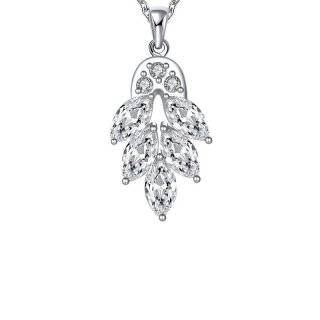 Solid 925 Sterling Silver Leaves Shaped Necklace Pendant for Girls