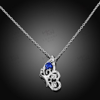 Fashion Silver Plated Crystal Unique Zircon Pendants Butterfly Necklaces