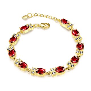 New Fashion Red Zircons Pendant Gold Plated Bracelets Bead Chain Woman Bracelet