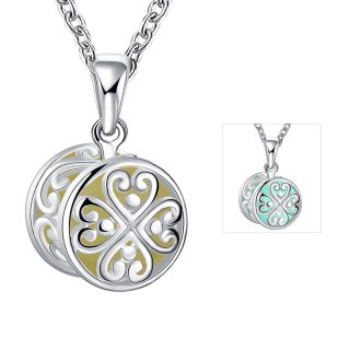 Hot Sale 925 Silver Pendant Necklace Engraved Look Noctilucent Jewelry For Women