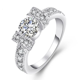 Hot High Quality Alloy Crystal Ring Brilliant CZ Diamond Classic Jewelry For Women