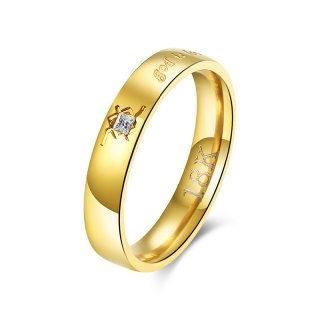 Fashion Romantic Style Jewelry Zircon Stainless Golden Charms Ring For Women